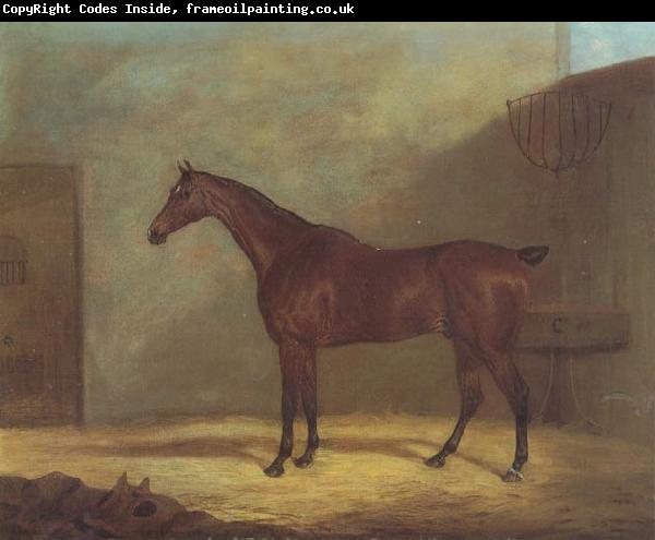 John Boultbee A Chestnut Hunter With A Groom By a Building